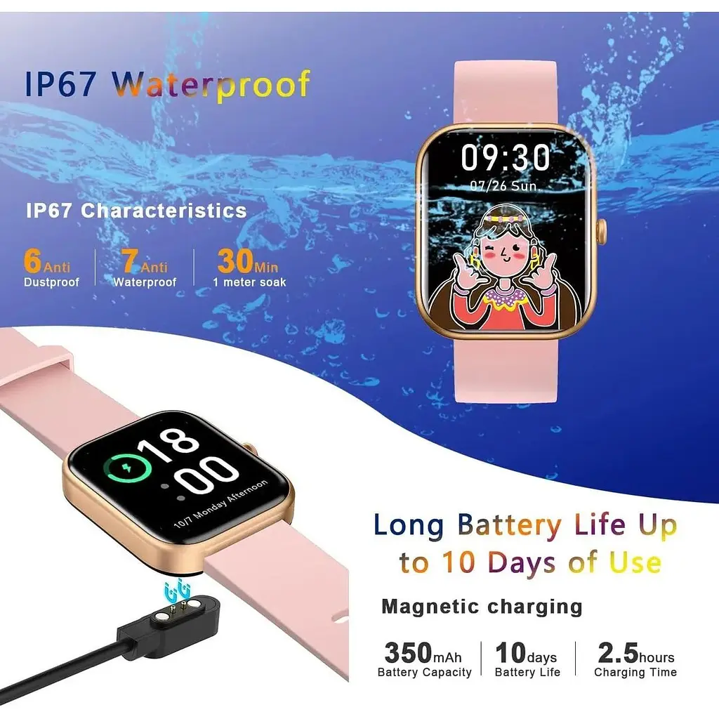 Фітнес-трекер Micflip Smart Watch з 2-дюймовим сенсорним екраном SpO2 - фото 5