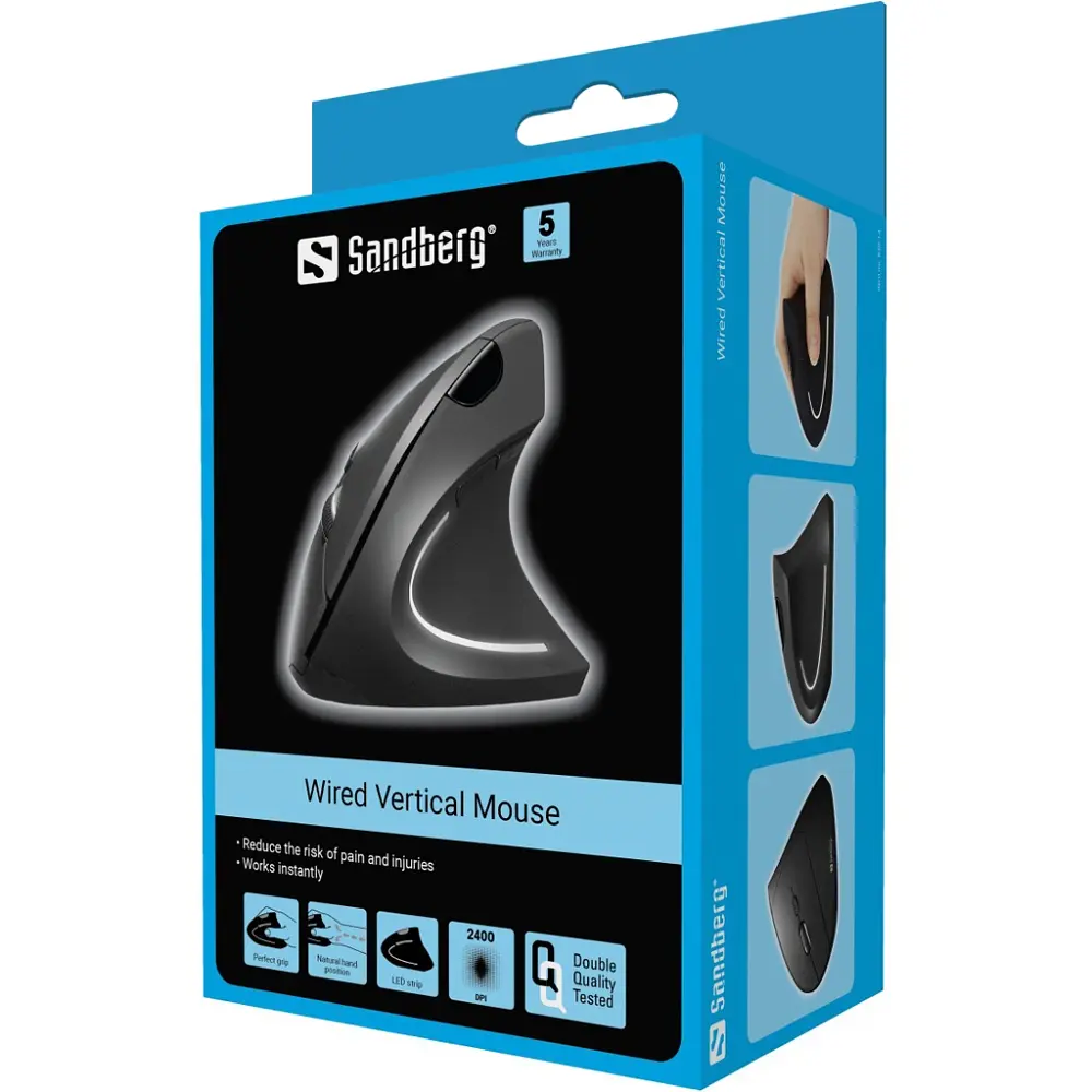 Мишка Sandberg Wired Vertical Mouse Pro 2400 dpi6 кнопок 1.5м чорна - фото 4