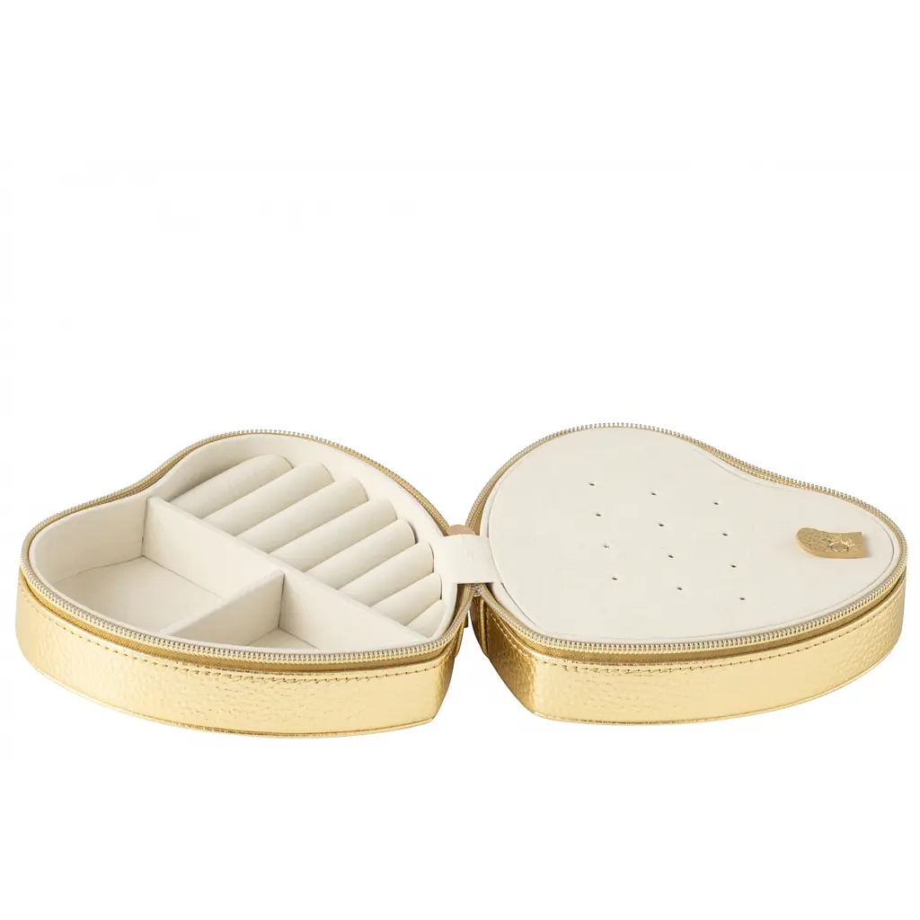 Шкатулка для украшений J-Line в форме сердца из эко-кожи золотая (46530) - фото 3