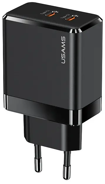 Сітчасте зарядне пристрій Usams T54 (US-CC172) GaN double USB-C QC&PD3.0 40W 3A Чорний
