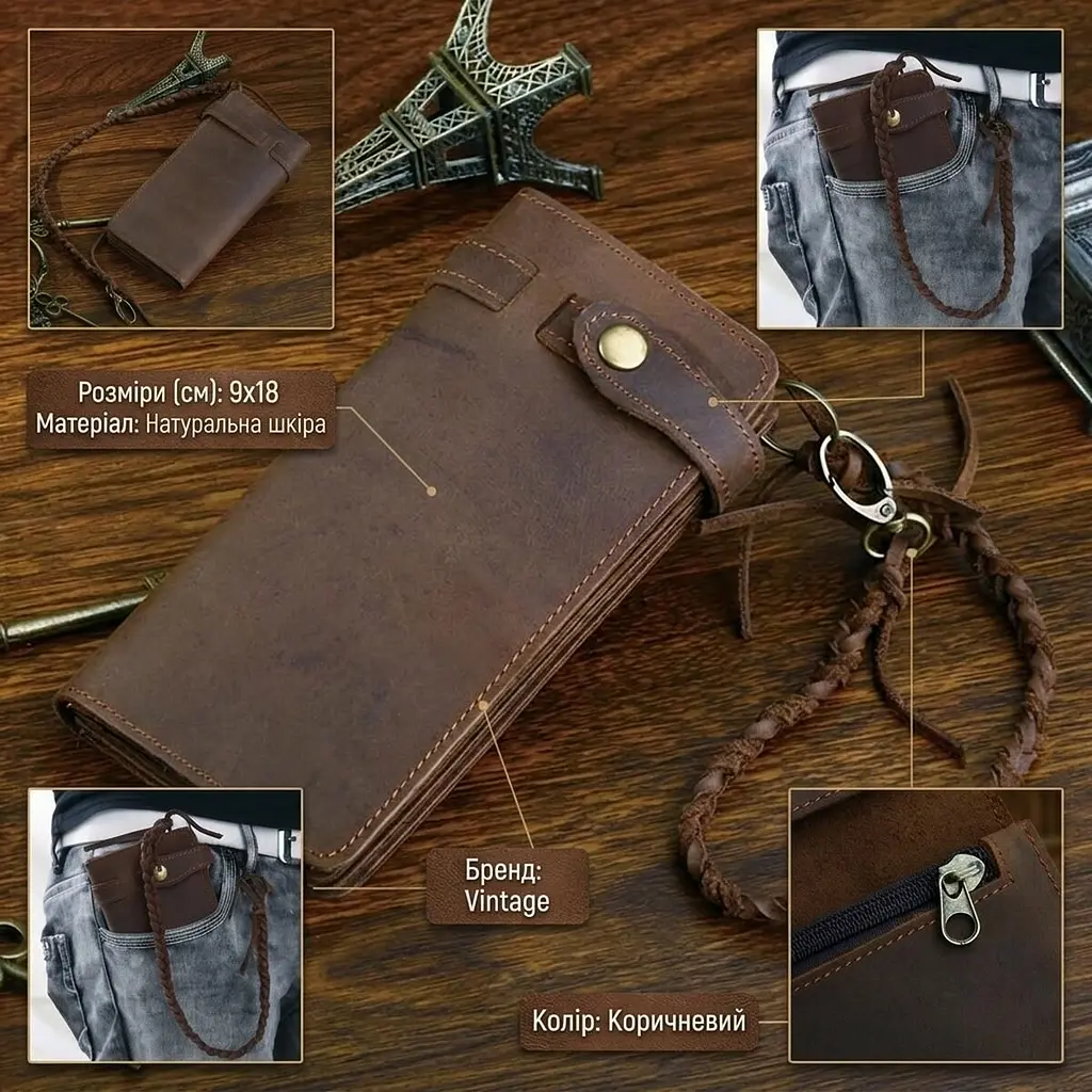Чоловічий клатч 14383 з vintage шкіри Vintage коричневий - фото 3