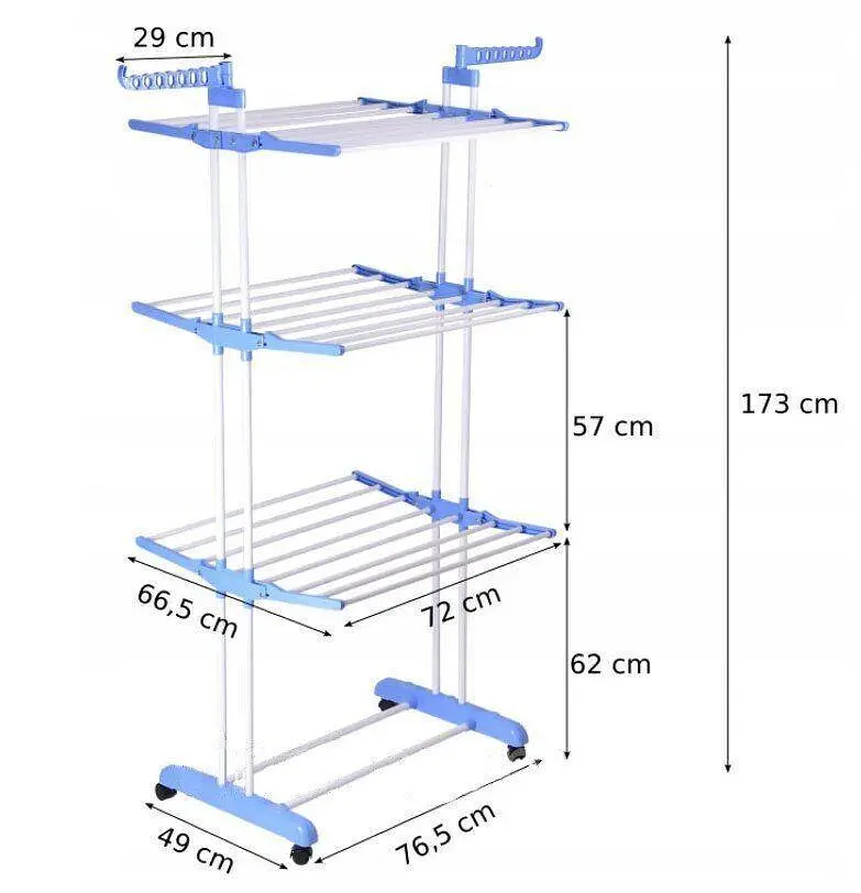 Сушарка складна для білизни GARMENT RACK Вертикальна пересувна стійка-сушарка для сушіння речей та білизни, на коліщатках - фото 4
