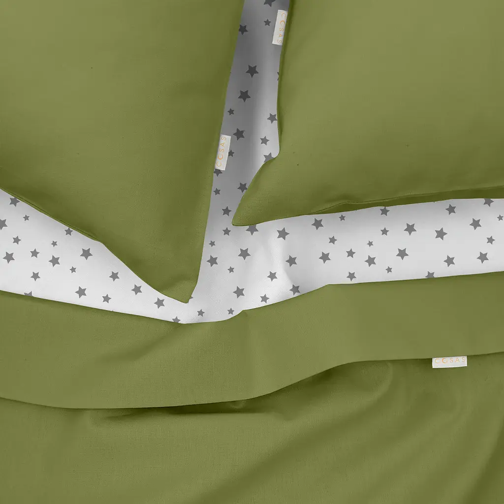 Комплект постільної білизни Cosas євро з простирадлом на резинці AVOCADO CS5 200 x 220 см (Ranfors74_Avocado_El-StarGrey_200) - фото 3