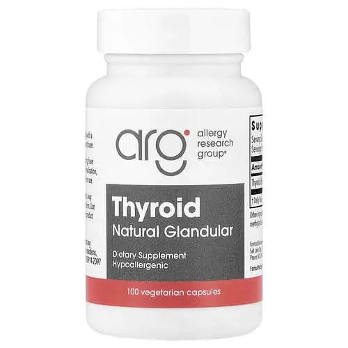 Підтримка щитовидної залози Thyroid Glandular 40 mg 100 рослинних капсул Allergy Research Group vit0005130