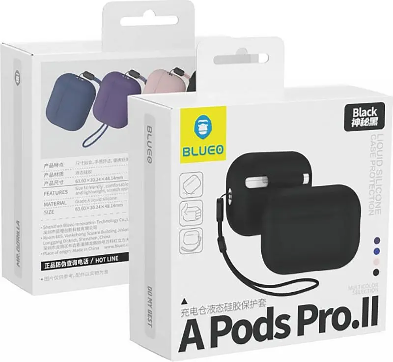 Чохол Blueo Liquid Silicone Case для Apple AirPods Pro 2 Black [75237] - фото 3