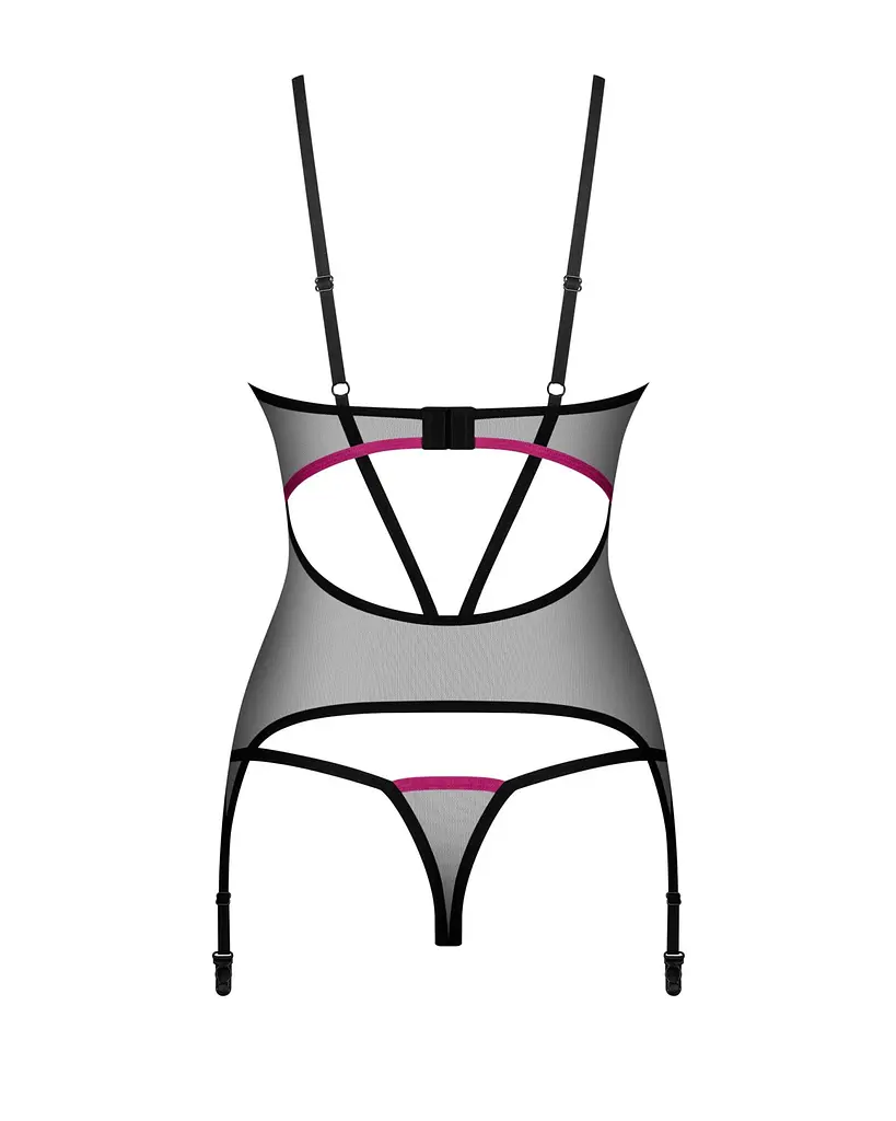 Комплект корсет и стринги Obsessive Novenes XS/S черный - фото 3