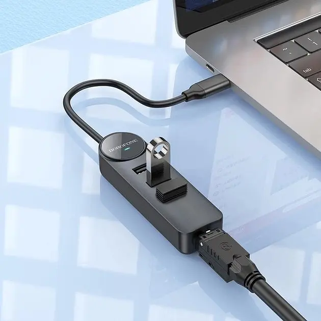 USB-C хаб адаптер Borofone DH6 Erudite 4-in-1 на 3*USB 3.0 и RJ45 6941991104312 - фото 6