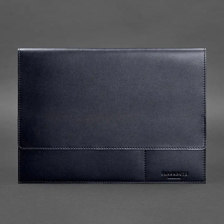 Кожаная папка для документов А4 (на магнитах) темно-синяя - фото 5