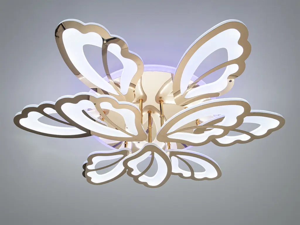 Витончена стельова LED-люстра з пультом Diasha 8166/6+3G золото, 9 модулів, 140 Вт, 75 см, до 20 м2 - фото 2