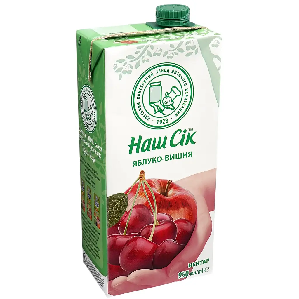 Нектар Наш Сік яблучно-вишневий 0.95 л - фото 3