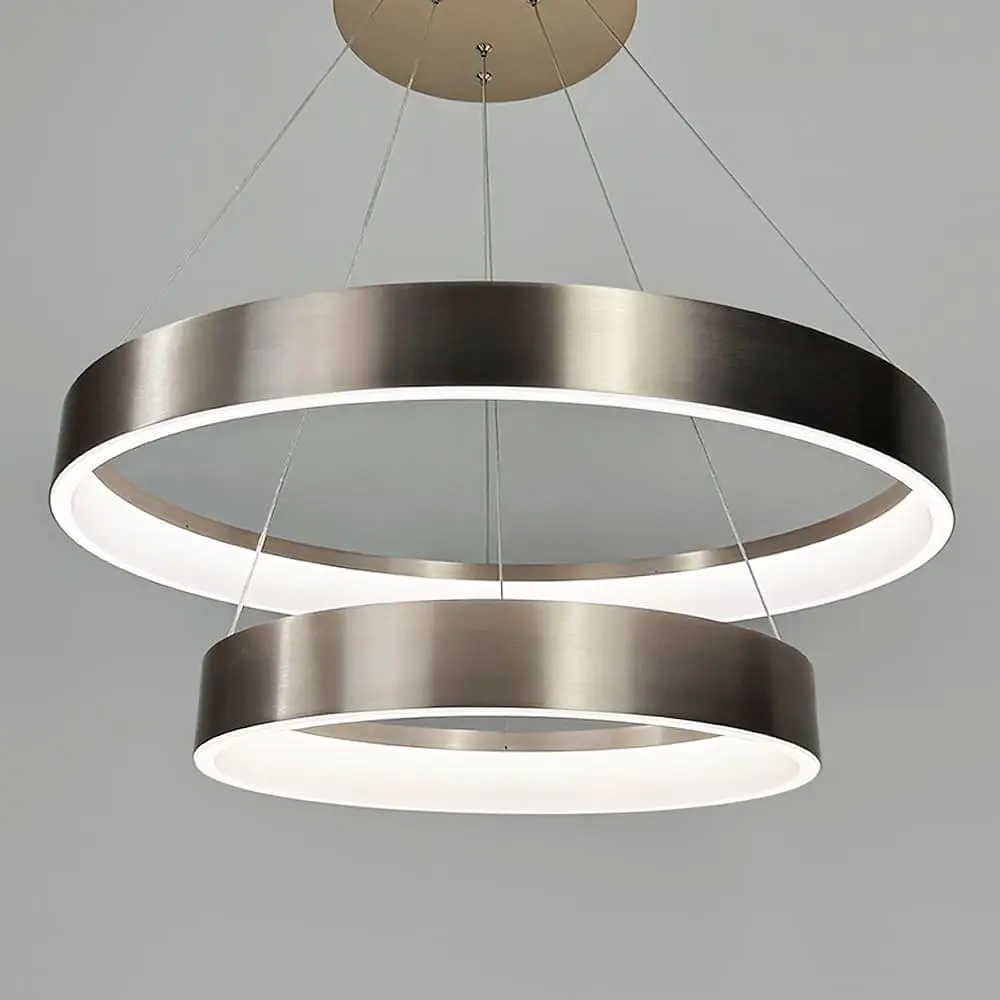 Современная кольцевая люстра в двойном сатиновом каркасе Ø 60+40 см | Line F | Ст. MJ262-600+400 Carmine - фото 5