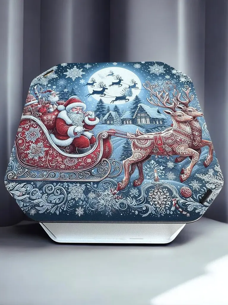 Новорічна коробка Подарункова коробка квадратна (ХДФ) 19x19x10 см. №9 - фото 2