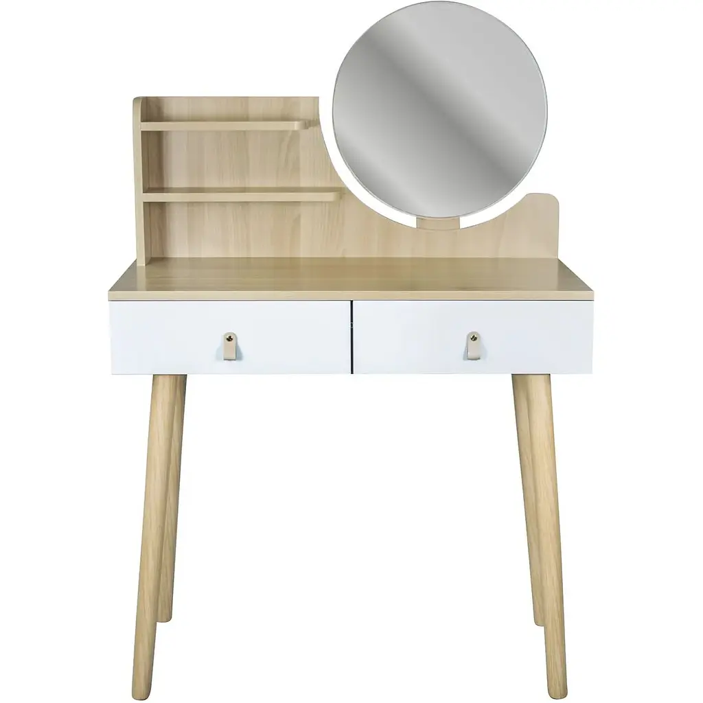 Туалетний столик Jumi Scandi з шухлядами шкіряні ручки світлий бук - фото 1