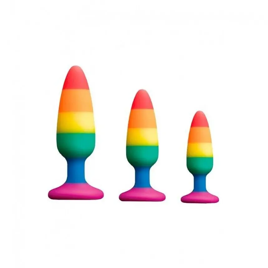 Анальна пробка Wooomy Hiperloo Silicone Rainbow Plug M, 11х2.9 см - фото 3