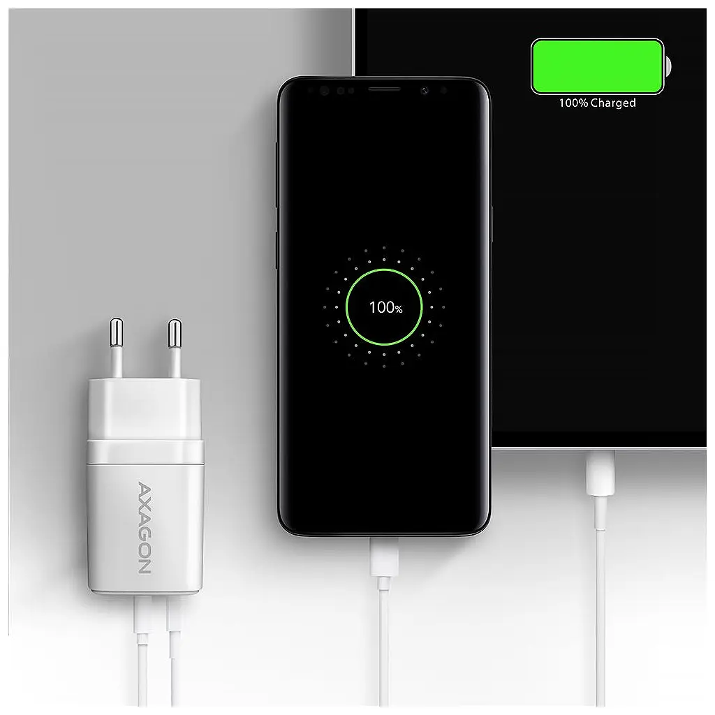 Зарядний пристрій AXAGON 1xUSB QC3.0 + 1xUSB-C PD20W white (ACU-PQ20W) - фото 8
