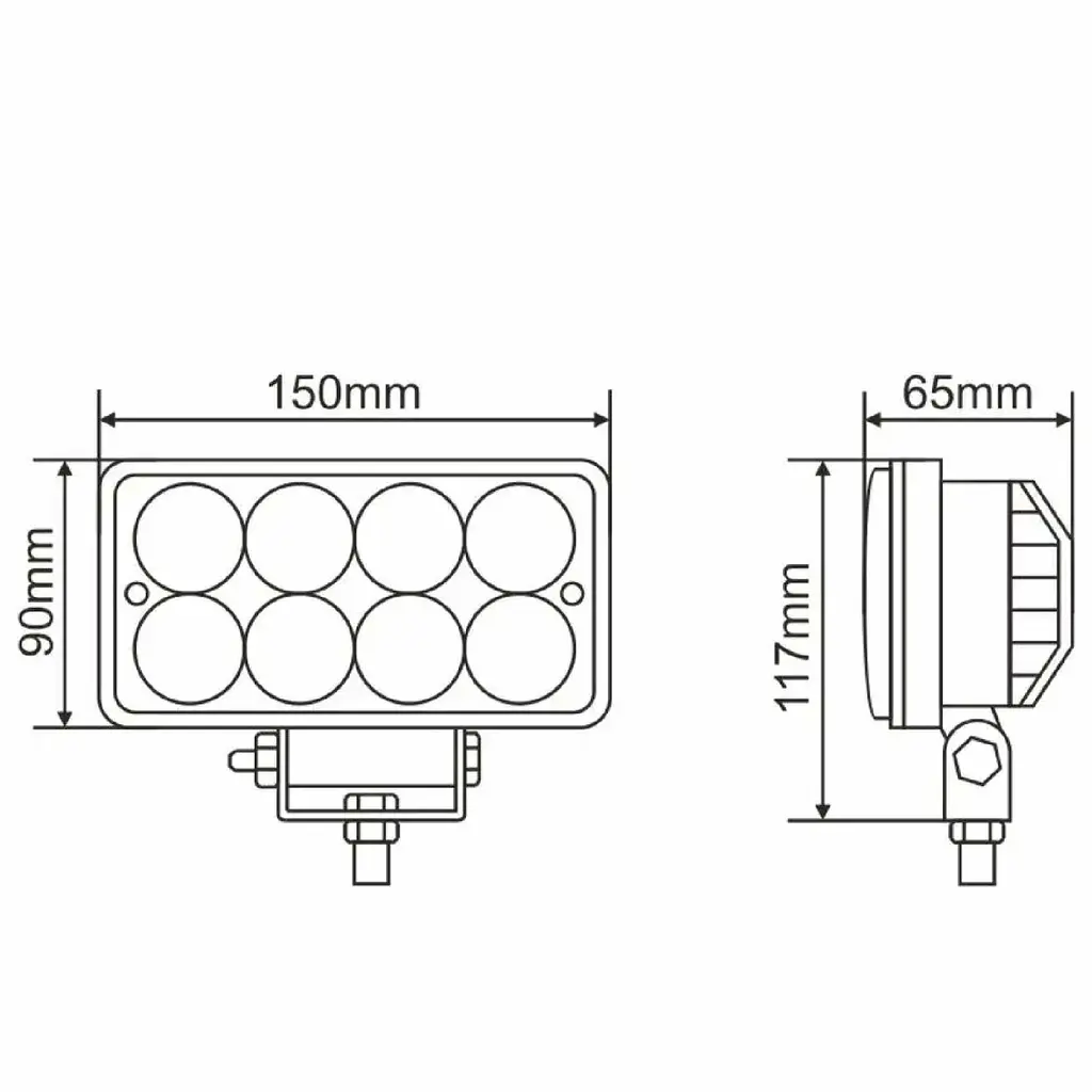 LED фара Brevia 10-30V 24W (8x3W) 1600Lm Spot Далеке світло Алюмінієвий корпус (BOL0803L) - фото 2