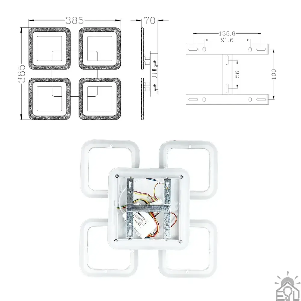 Смарт люстра керована світлодіодна ROOM RGB 5S 70 Вт SMART 385×385×75 мм Біла ESLLSE - фото 9