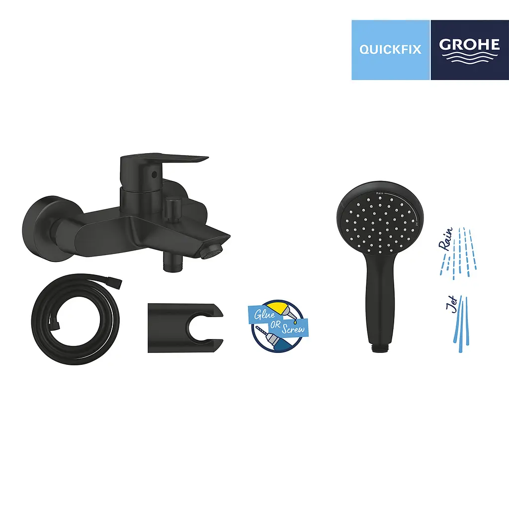 Змішувач для ванни Grohe QuickFix Start Black UA30330701, Чорний матовий - фото 9