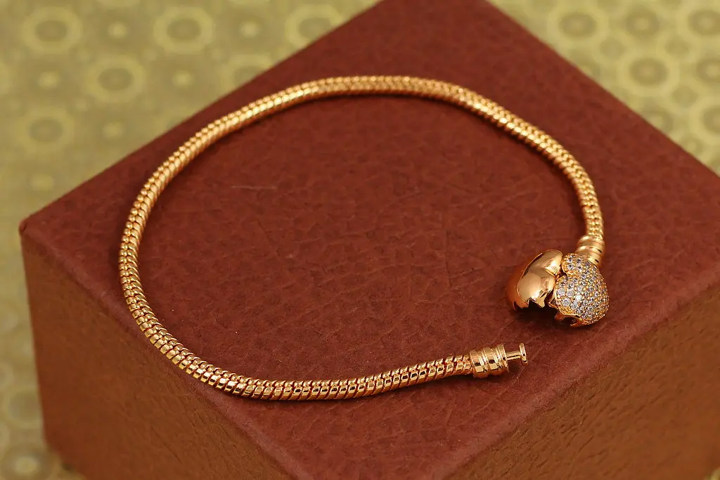 Браслет Xuping Jewelry Пандора із сердечком із фіанітів 19 см 3 мм золотистий - фото 2
