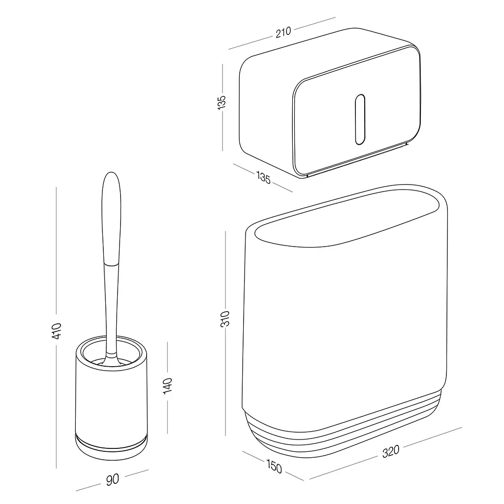 Набір аксесуарів для ванної кімнати МВМ My Home MVM-04: BP-12, BP-14, BP-15, білий із сірим (MVM-MH-04 WHITE/GRAY) - фото 8