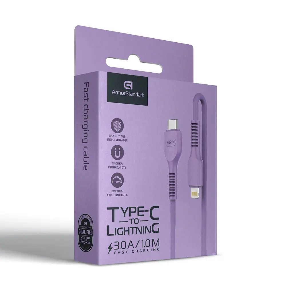 Кабель ArmorStandart AR88 Type-C to Lightning 3A 1m Purple (ARM65290) - фото 5