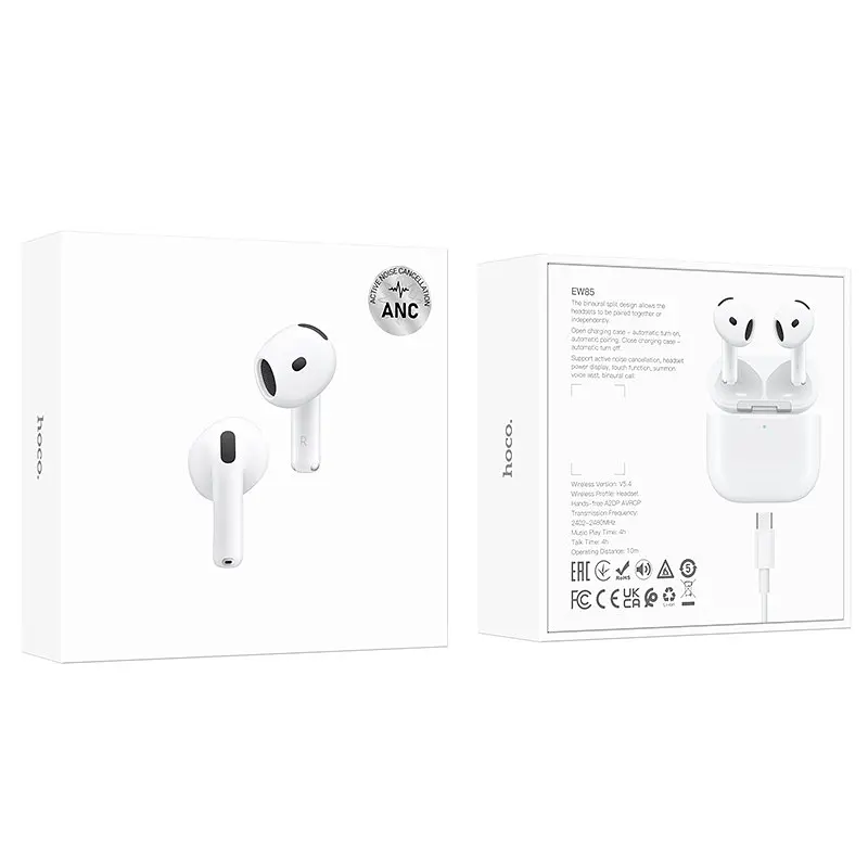 Навушники бездротові Hoco EW85 True wireless ANC noise reduction BT headset білі - фото 2