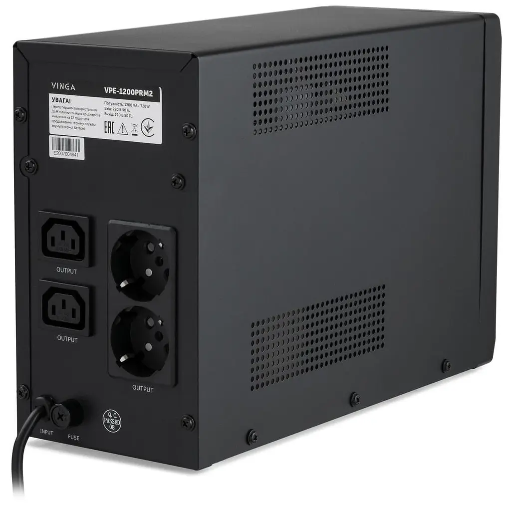 Джерело безперебійного живлення Vinga 1200 ВА / 720 Вт / 7 А*ч (VPE-1200PRM2) - фото 3