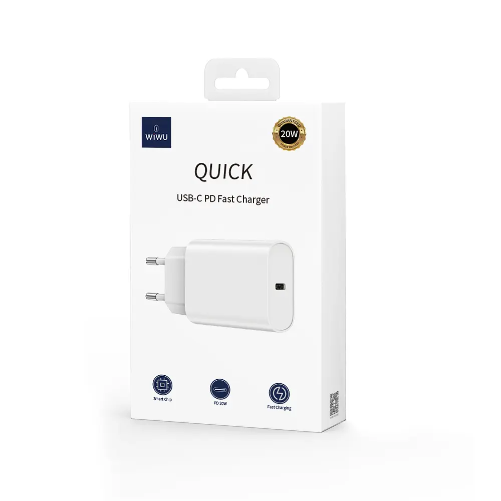 МЗП WIWU Wi-U001 Type C 20W PD fast charger EU Plug White - фото 2