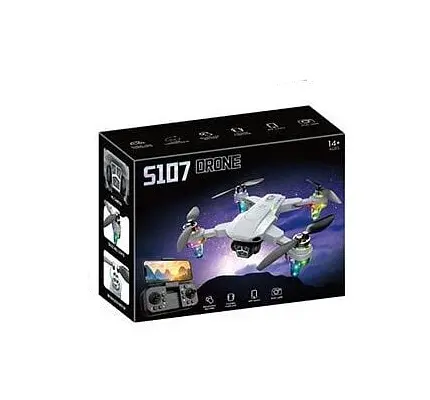 Квадрокоптер S 107 DRONE на р/к знімний акумулятор, USB-кабель, пульт, підсвічування, 4К HD камера, сумка, в коробці (6980233080229)