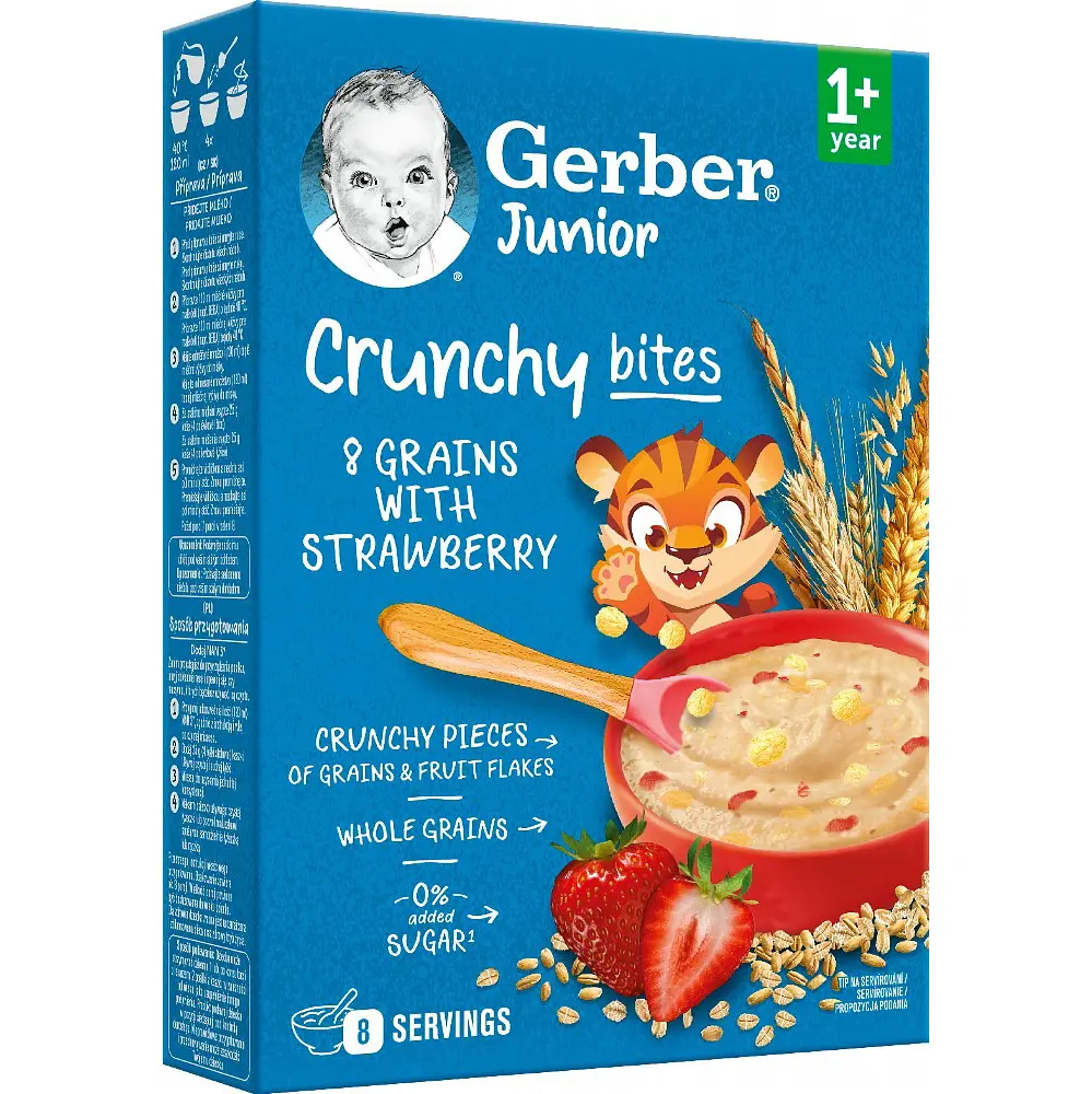 Дитяча каша суха швидкорозчинна Gerber Мультизлакова з хрусткими пластівцями та шматочками полуниці від 1 року 200 г - фото 3