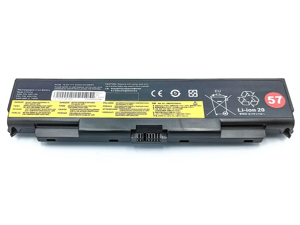 Акумулятор 45N1159 для Lenovo ThinkPad T440P, T540, T540P, W540, W541, L440, L540 45N1144, 45N1145, 45N1148, 45N1158, 45N1160 10.8V 5200 mAh 56Wh - фото 2