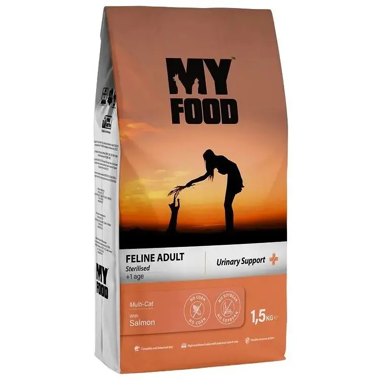 Сухий корм для дорослих стерилізованих котів Myfood Суперпреміум з лососем, 1,5 кг