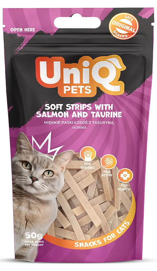 Ласощі для котів Uniq PETS CAT SNACKS MIMI м'які смужки з лососем та таурином, 50 г - фото 3