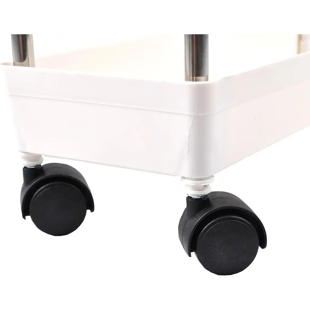 Этажерка стеллаж Supretto на 3 полки на колесах белая (83590001) - фото 3