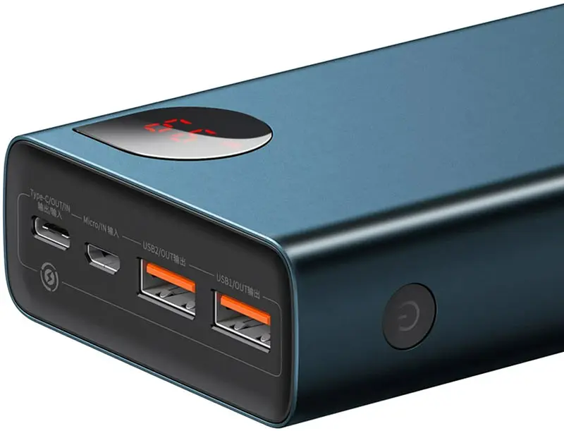 Портативна батарея Baseus Amblight Digital Display Quick Charge Power Bank 20000mAh 65W Blue - фото 4