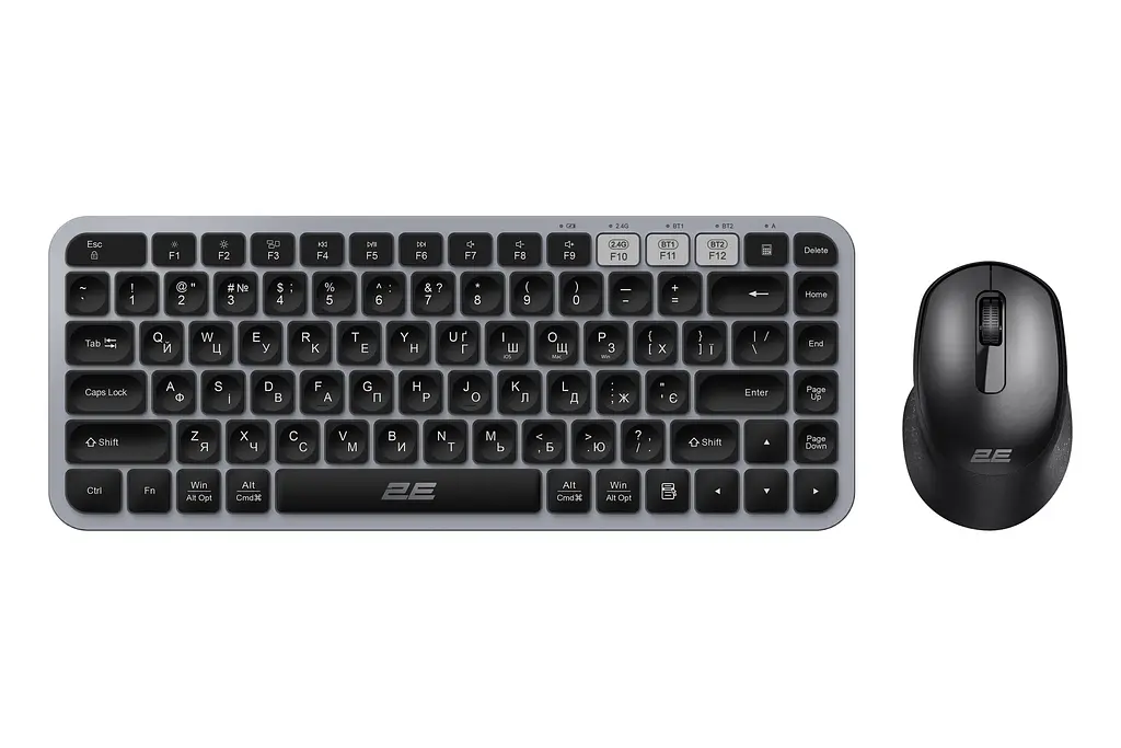 Комплект бездротова клавіатура та миша 2E MK-430 Grey-Black WL/BT, EN/UK