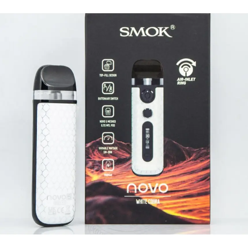 Под-система электронная сигарета Smok Novo 5 30 W Pod System 900 mAh 2 ml White Cobra (12400) - фото 3
