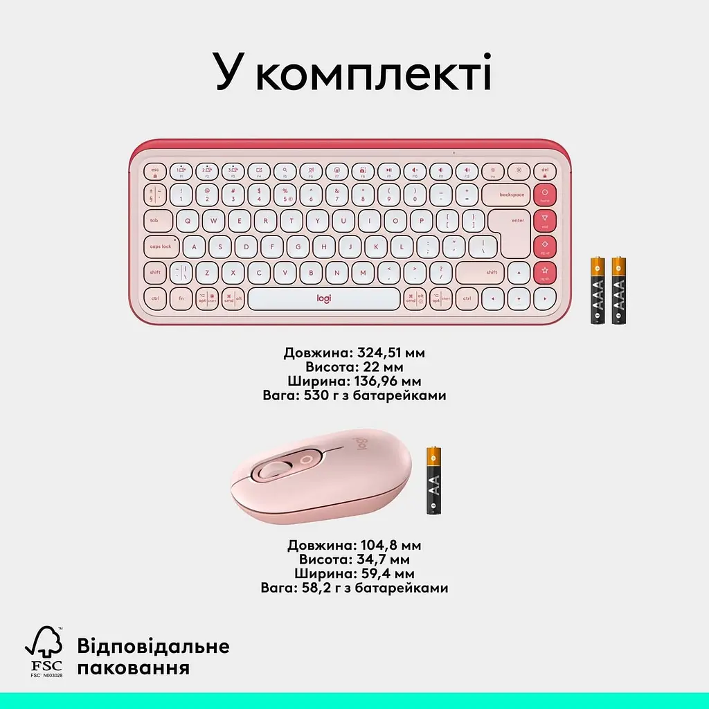 Комплект (Клавіатура та Миша) Logitech Pop Icon Combo (920-013142) Rose - фото 9