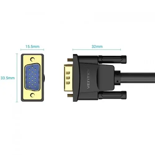 Кабель VGA (M) - VGA (M), 10 м, Black, Vention (DAEBL) - фото 2