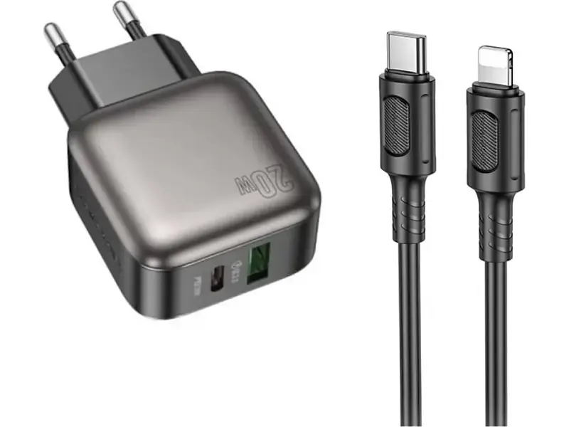 Мережевий зарядний пристрій Borofone BAS54A Absolute Type-C to Lightning cable Black (6941991116216)