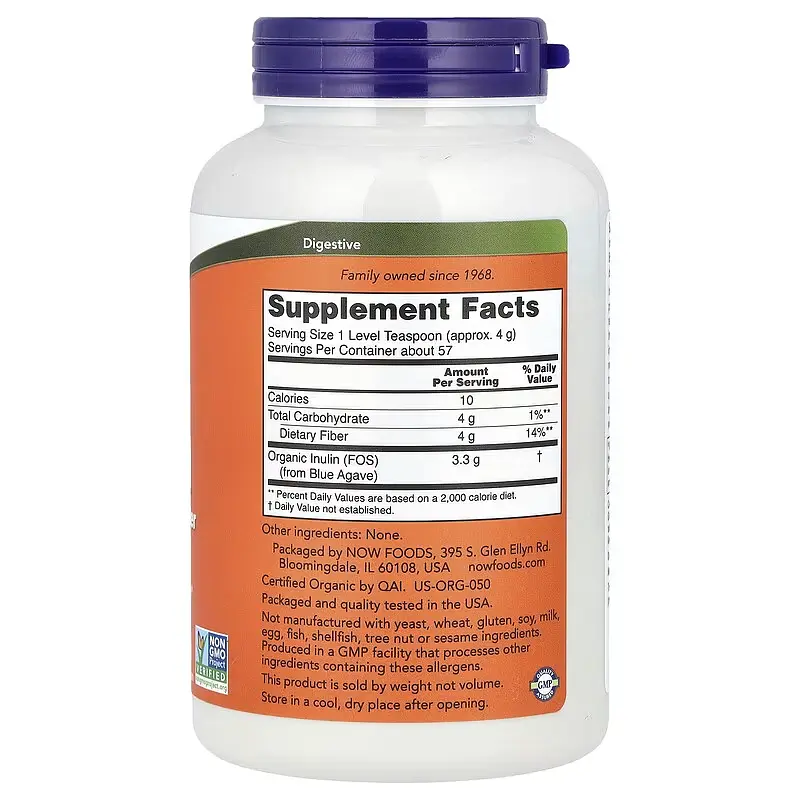 NOW Інулін, порошок чистого пребіотика, Organic Inulin Powder - 227 г - фото 2