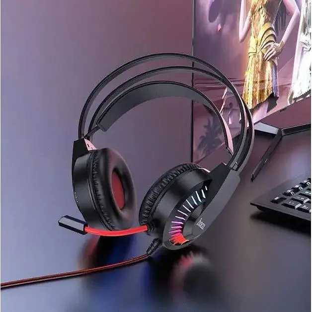 Ігрові геймерські навушники Hoco Gaming W105 з мікрофоном і LED RGB підсвіткою червоні - фото 5