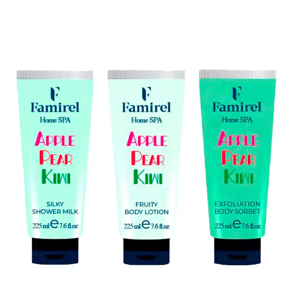 Набір для душу Famirel Home Spa "Kiwi & Pear & Apple" для шовковистості і ніжності шкіри (086240, 086080, 085984)
