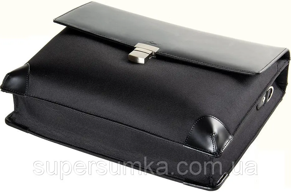 Діловий портфель зі шкіри та нейлону Fouquet NBC-1002M Чорний - фото 2