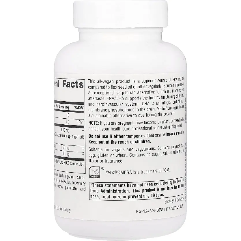 Омега-3 Source Naturals Omega-3S EPA-DHA для веганів 300 мг 60 капсул (SNS-02459) - фото 3