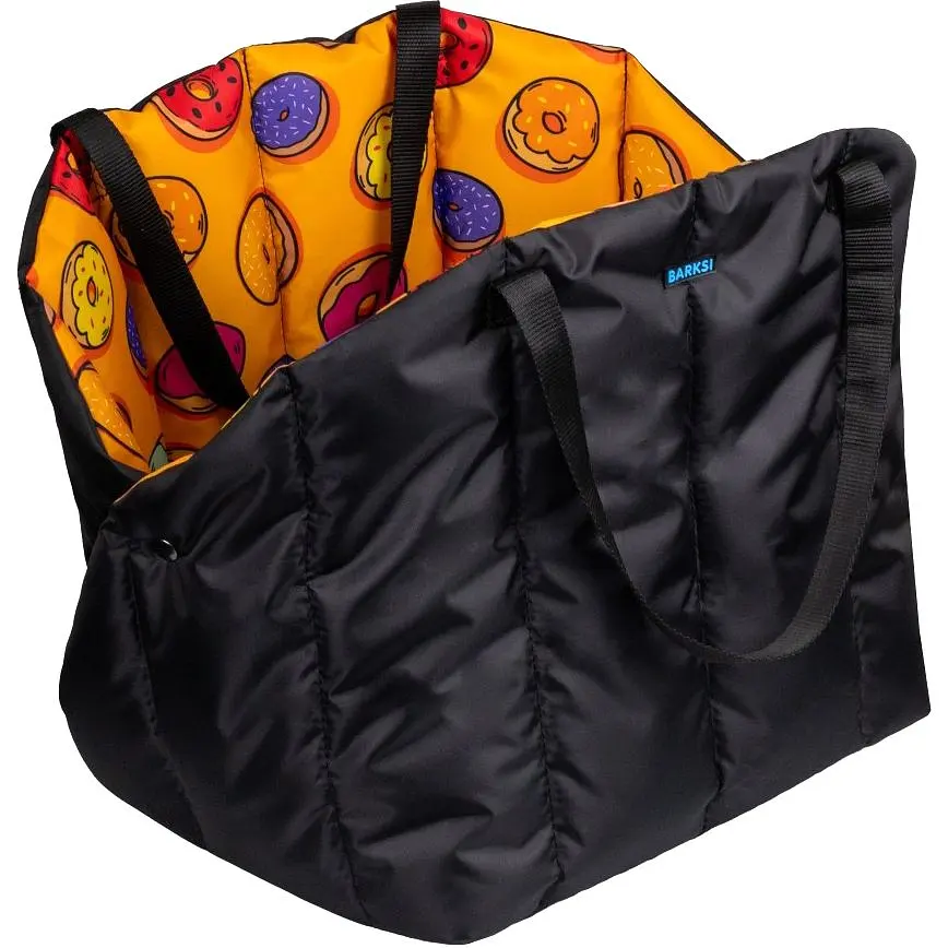Сумка-переноска для кошек и собак Barksi в автомобиль размер L 38х30х39 см пончики черная - фото 5