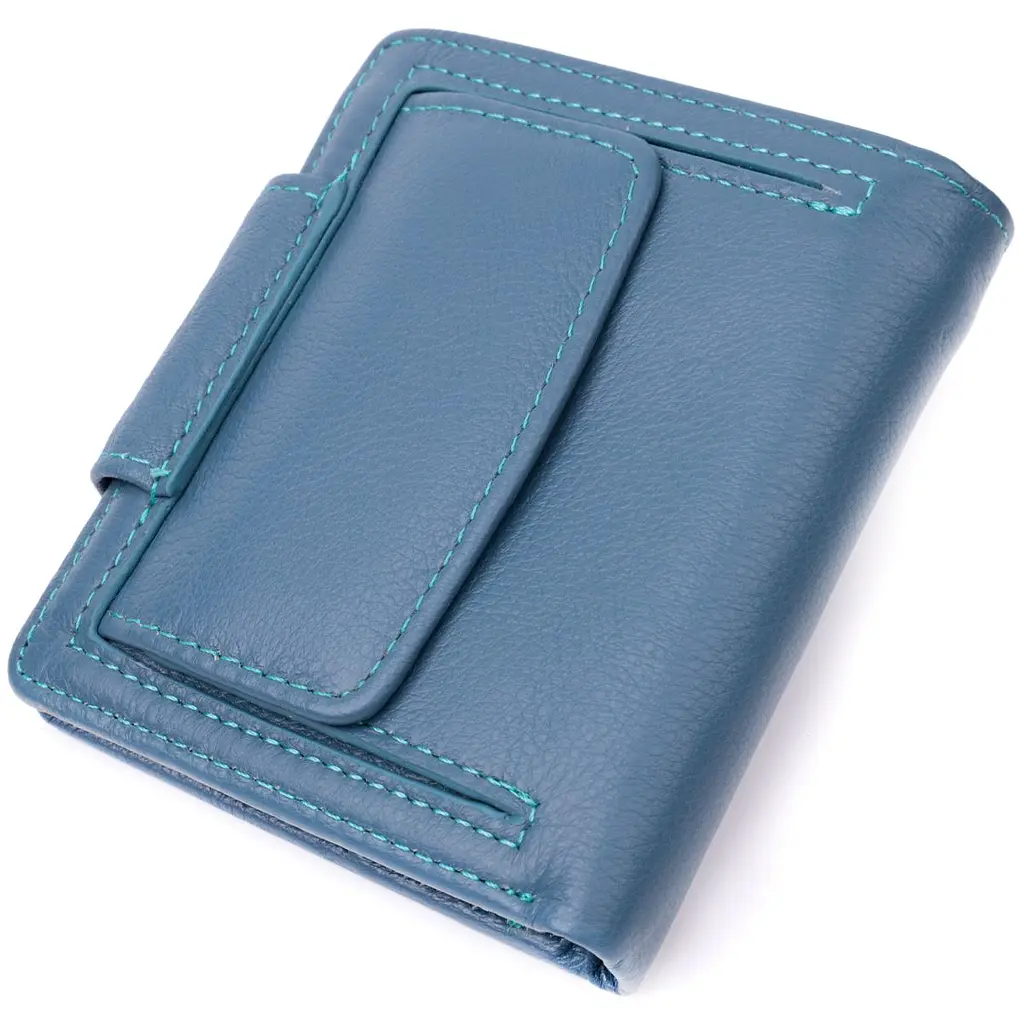 Красиве шкіряне портмоне з монетницею зовні для стильних жінок ST Leather 19457 бірюзове - фото 6