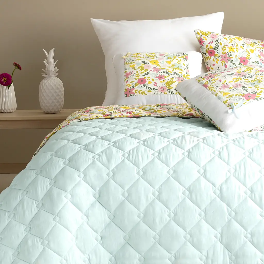 Двостороннє покривало Ideia Стиль Cube квіти та м'ята 210 х 140 см (8-32403) - фото 4