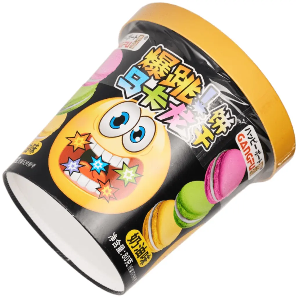 Печиво Макарон Gangfu Creamy Popping Candy з кремовим смаком і вибуховою карамелью 80г - фото 4
