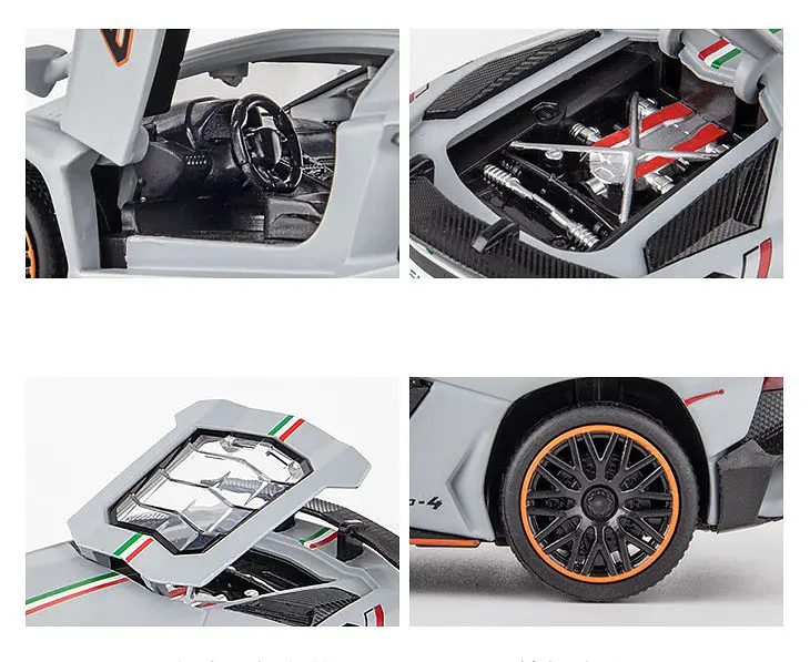 Колекційна металева модель автомобіля Lamborghini Aventador LP 780-4 з інерцією, світлом та звуком 1:32 - фото 7
